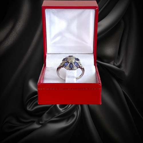 Gold Iolite Diamond Art Deco Style Ring image-2