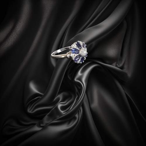 Gold Iolite Diamond Art Deco Style Ring image-3