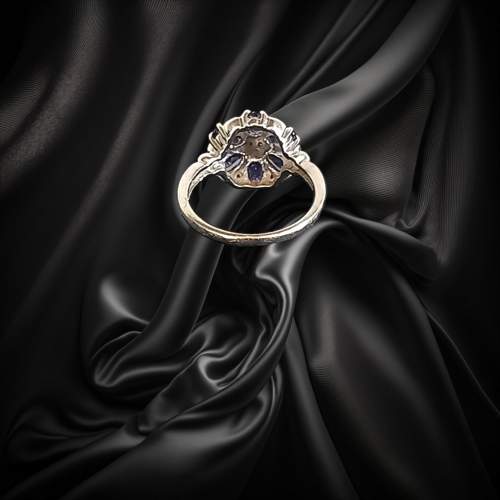 Gold Iolite Diamond Art Deco Style Ring image-4