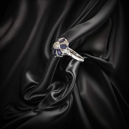 Gold Iolite Diamond Art Deco Style Ring image-5