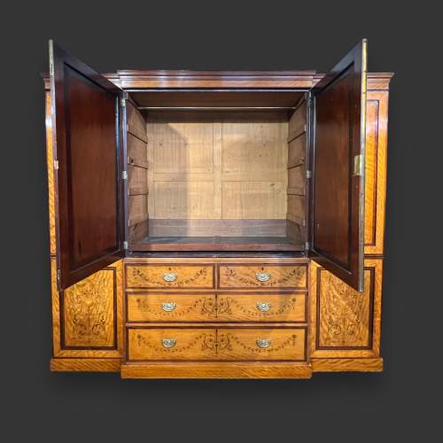 19th Century Satinwood Inlaid Breakfront Wardrobe image-3