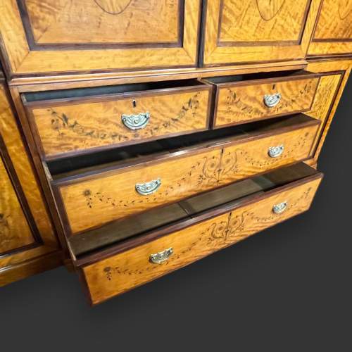 19th Century Satinwood Inlaid Breakfront Wardrobe image-4