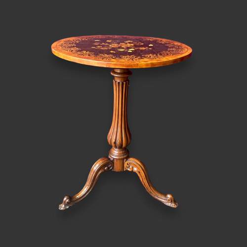 Early Victorian Satinwood and Rosewood Inlaid Pedestal Table image-1