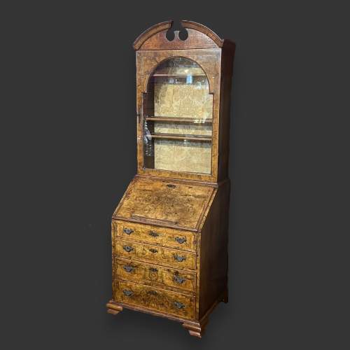 Edwardian Small Size Burr Walnut Bureau Bookcase image-1