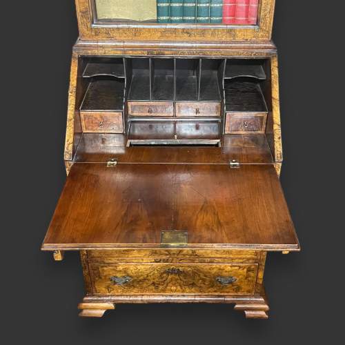 Edwardian Small Size Burr Walnut Bureau Bookcase image-3