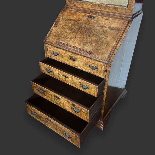 Edwardian Small Size Burr Walnut Bureau Bookcase image-4