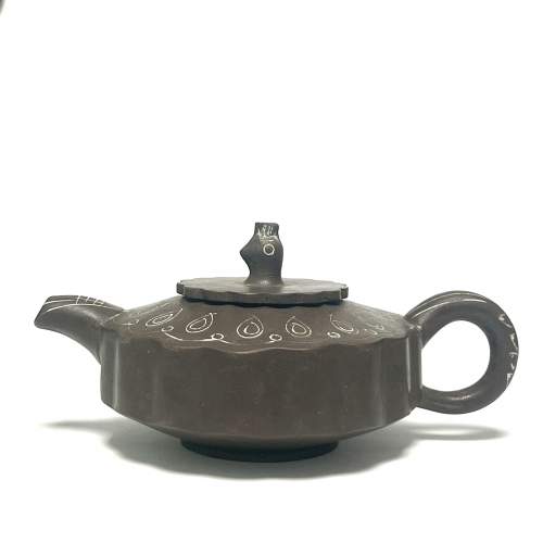 Rare Chinese Yixing Pottery Teapot with Chicken Finial image-1