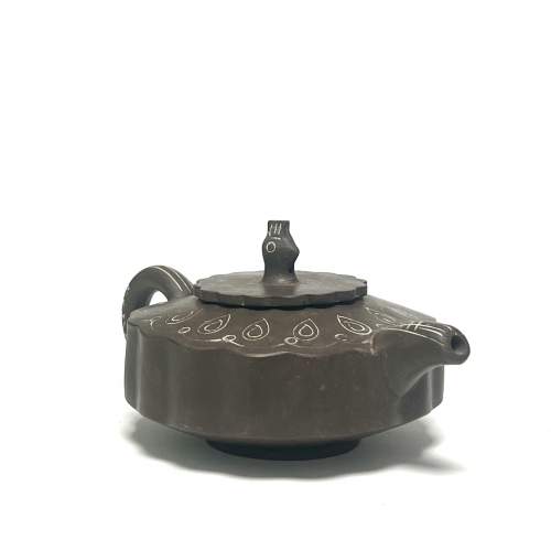 Rare Chinese Yixing Pottery Teapot with Chicken Finial image-2