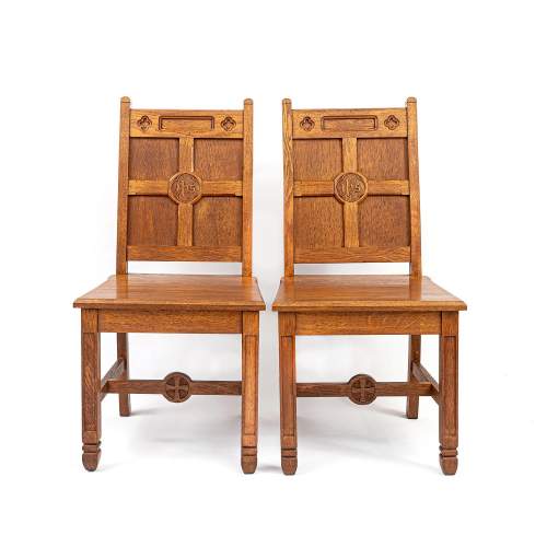 Pair of Vintage Ecclesiastical Side Chairs image-1