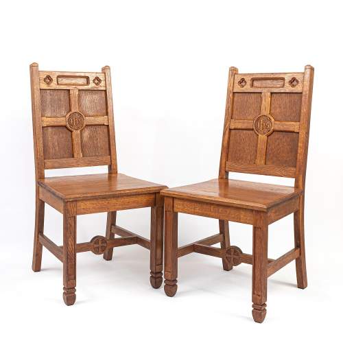 Pair of Vintage Ecclesiastical Side Chairs image-2