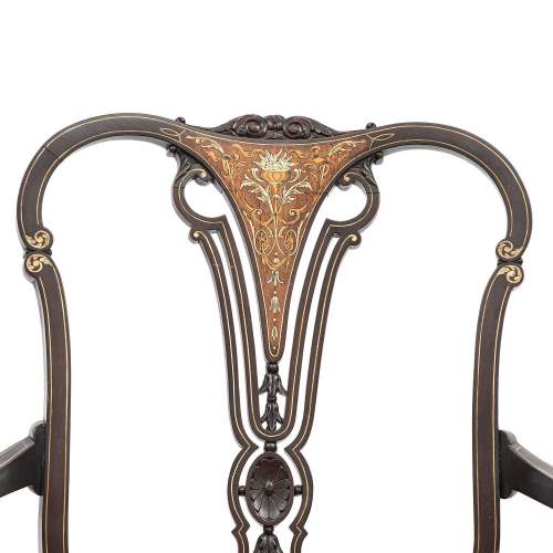 An Edwardian Period Stained Wood and Inlaid Armchair image-6