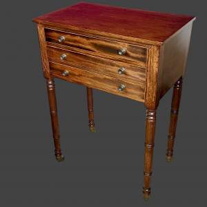 Three Drawer Inlaid Mahogany Table