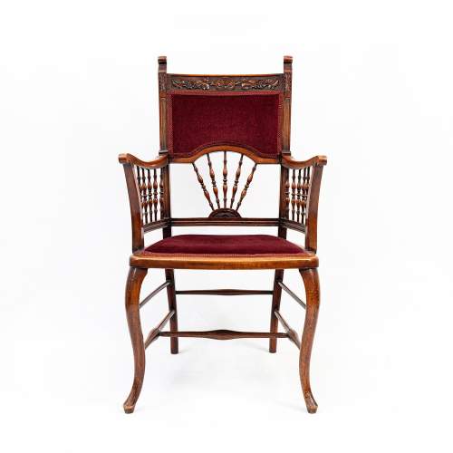 An Antique Late Victorian Mahogany Armchair image-1