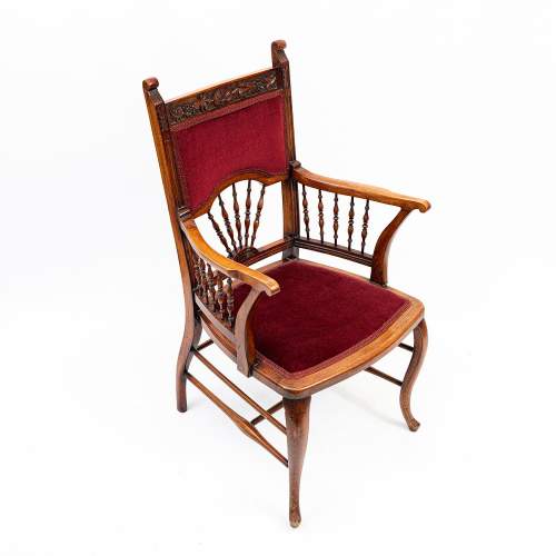 An Antique Late Victorian Mahogany Armchair image-2