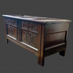 Period Carved Oak Panelled Coffer