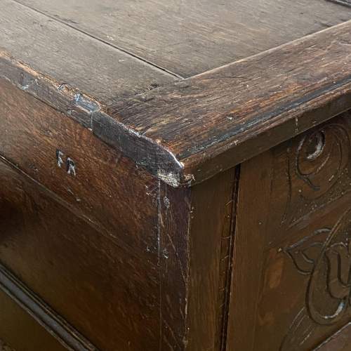 Period Carved Oak Panelled Coffer image-2