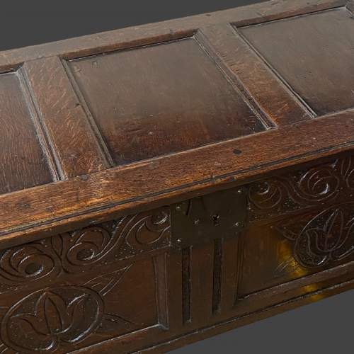 Period Carved Oak Panelled Coffer image-3