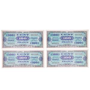 Four Vintage WW2 Allied Military Series French Franc Notes