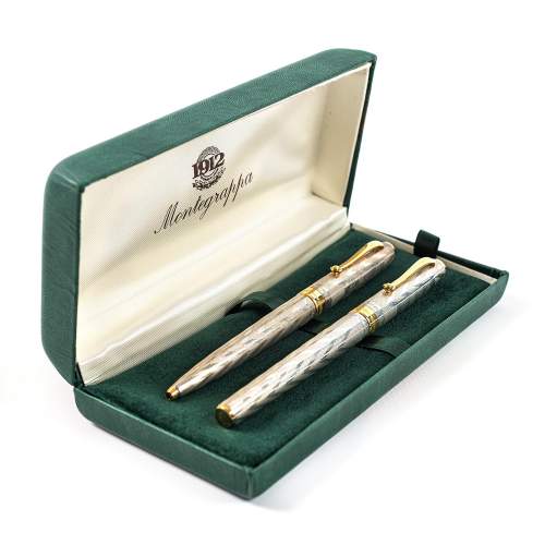 Vintage Cased Set of Luxury Montegrappa Silver Pens image-4