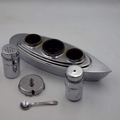 Art Deco 1930s Chrome Liner Ship Cruet Set image-4