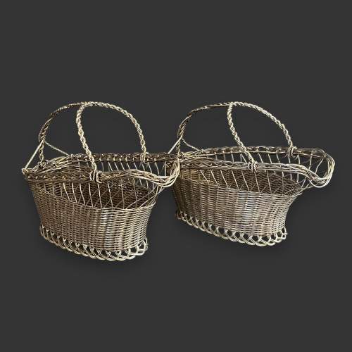 Pair of French Silver Plated Wire Wine Bottle Holders image-1