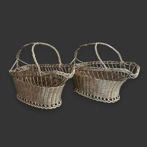 Pair of French Silver Plated Wire Wine Bottle Holders