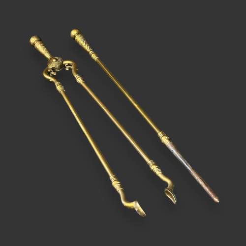 Set of Victorian Brass Fire Irons with Fire Dogs image-4