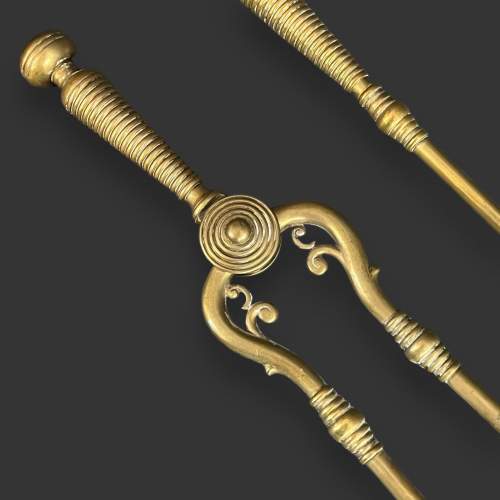 Set of Victorian Brass Fire Irons with Fire Dogs image-5