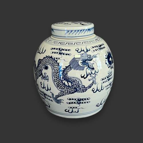 Chinese 20th Century Large Blue & White Ginger Jar image-1