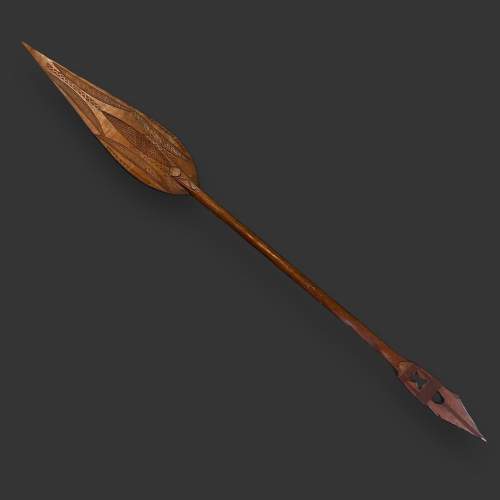 Carved African Spear Shaped Paddle image-1