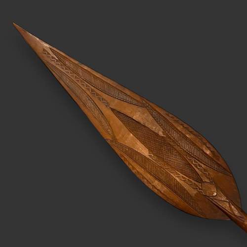 Carved African Spear Shaped Paddle image-2