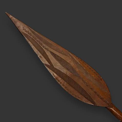 Carved African Spear Shaped Paddle image-4