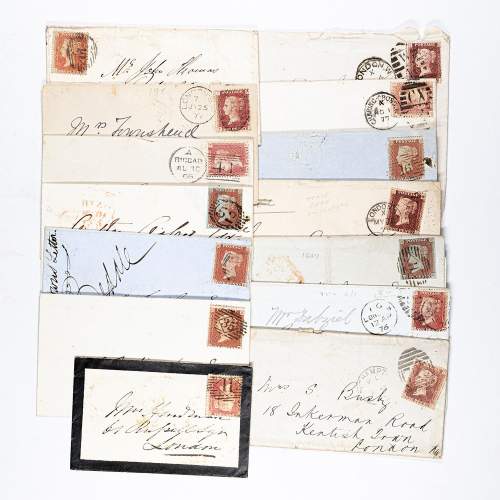 Antique Group of 14 Envelopes with Penny Red Stamps image-2