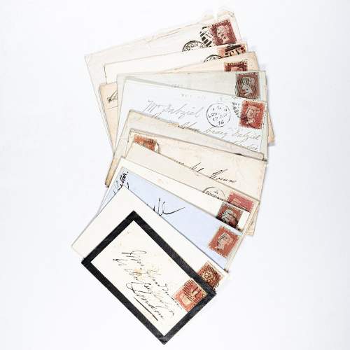 Antique Group of 14 Envelopes with Penny Red Stamps image-3