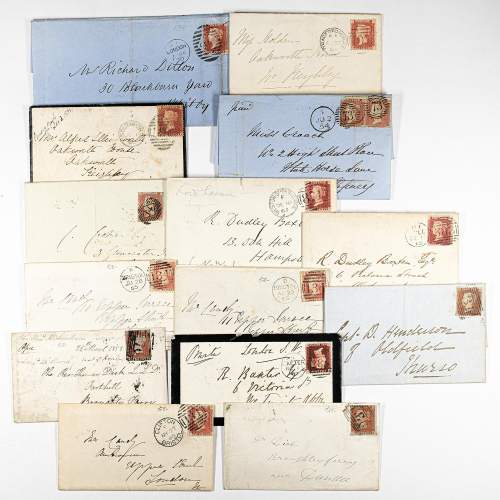 Antique Group of 14 Letters with Envelopes with Penny Red Stamps image-1