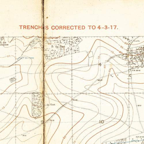 Antique WWI Trench Map Illustrating German Positions image-3