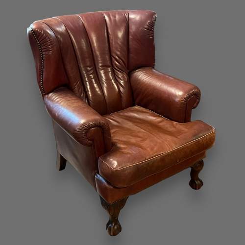 Leather Curved Back Armchair image-1