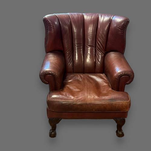 Leather Curved Back Armchair image-2