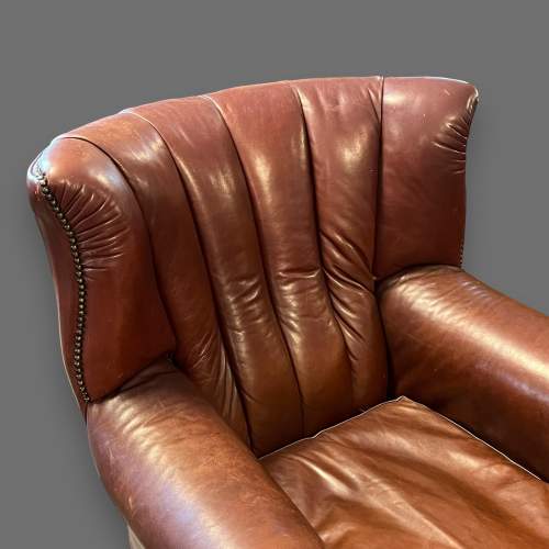 Leather Curved Back Armchair image-3