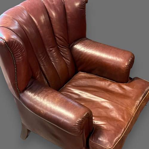 Leather Curved Back Armchair image-4