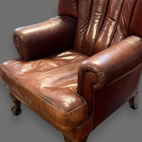 Leather Curved Back Armchair image-5