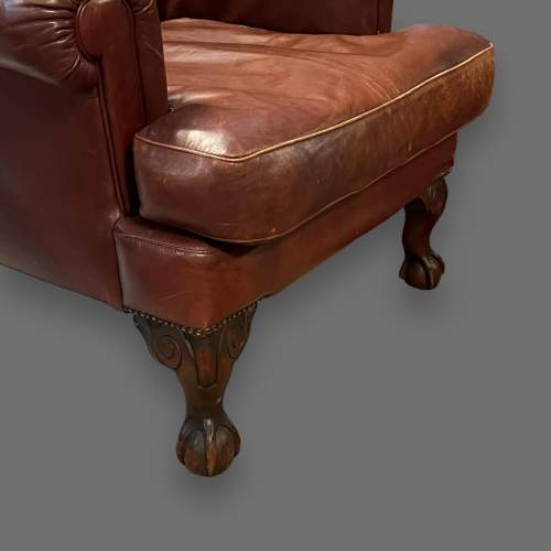 Leather Curved Back Armchair image-6