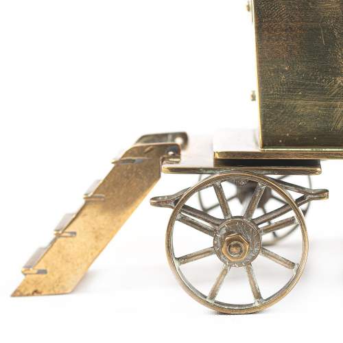 A Vintage Small Scale Brass Model of a Gypsy Caravan image-5