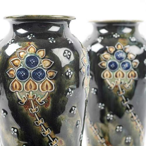 An Antique Pair of Doulton Lambeth Pottery Vases image-4