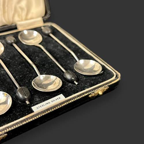 Cased Set of Six Silver Coffee Bean Spoons image-2