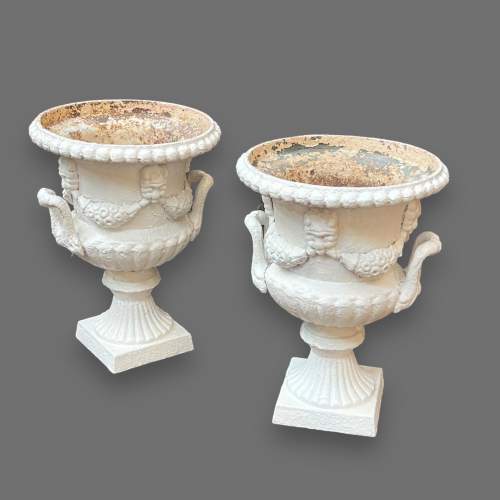 Pair of Victorian Heavy Cast Iron Urns image-1