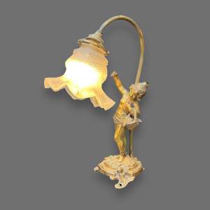 French Figural Brass Table Lamp