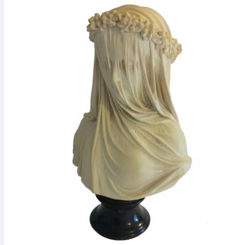 Veiled Bride Reconstituted Marble Bust image-1