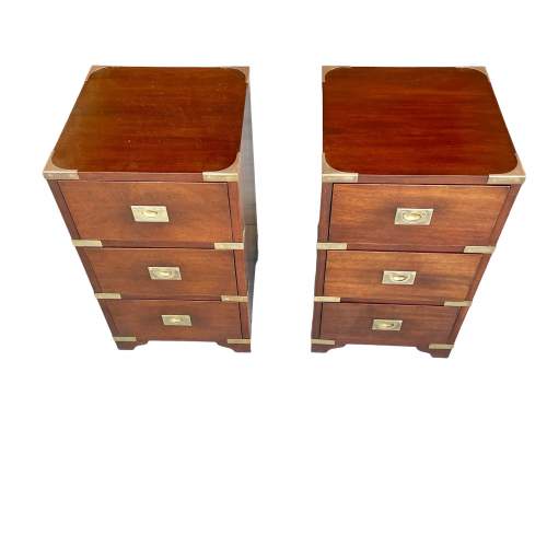 Pair of Military Style Bedside Chest image-1