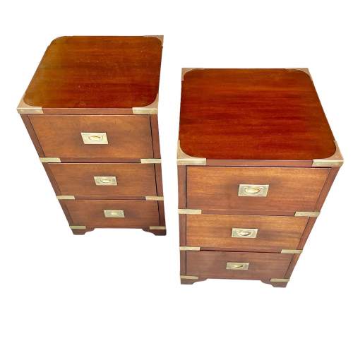 Pair of Military Style Bedside Chest image-2